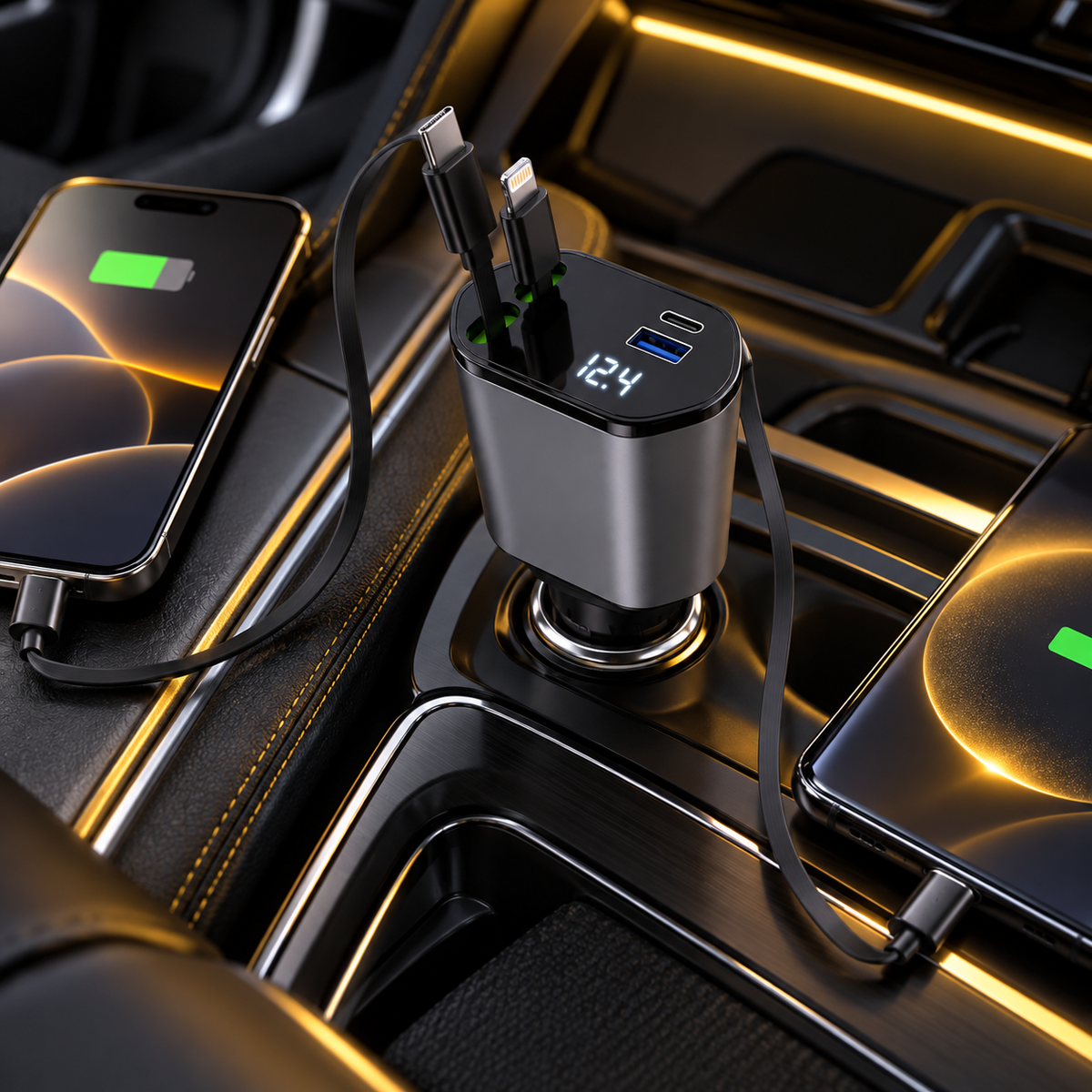 4-in-1 Retractable Fast Car Charger