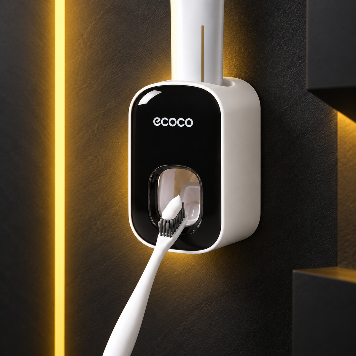 Detailed view of ECOCO wall-mounted toothpaste dispenser