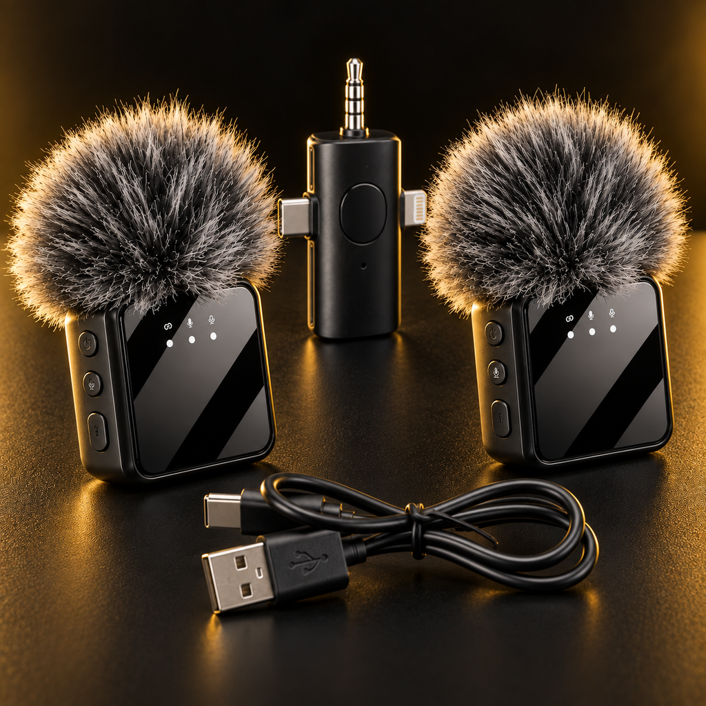 Close-up of the F11-2 dual wireless microphone kit