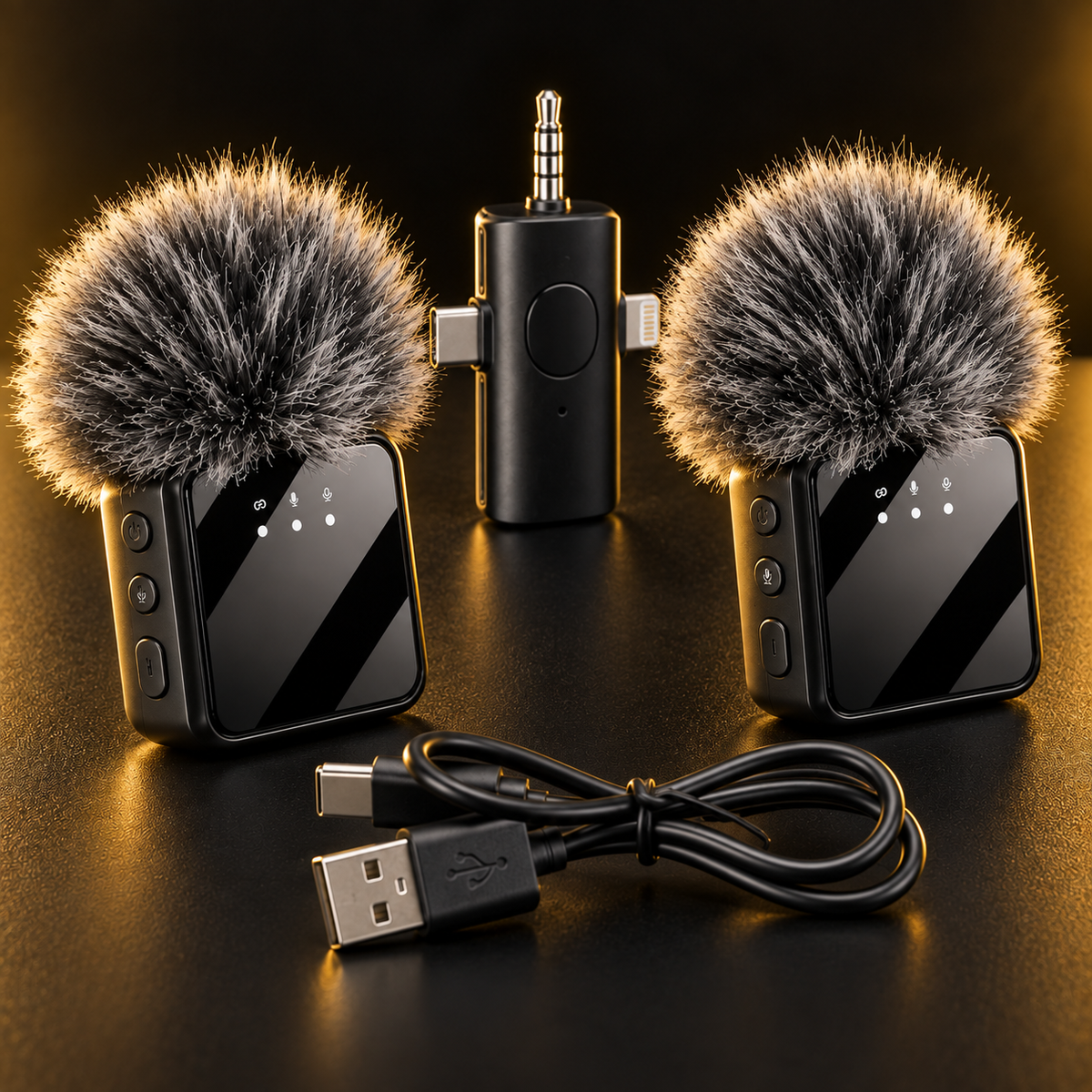 Close-up of the F11-2 dual wireless microphone kit