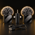 F11-2 dual wireless microphone kit with two identical microphones, receiver and charging cable