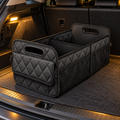 Black quilted trunk organizer open in car boot
